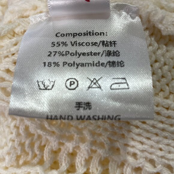 KNIT MIX Crochet Knit Mini Bodycon Short Sleeve Dress, Cream - L - Picture 8 of 9